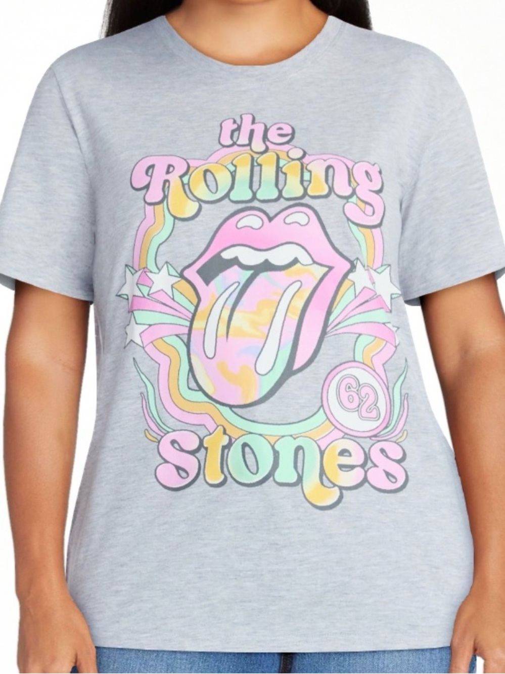 the Rolling Stones Pastel Graphic Tee in Light Gray